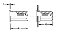 Flat Head Hex Body Round Counterbore Threaded Insert - Closed End - Metric 2