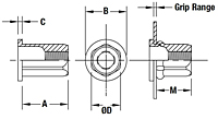 Flat Head Hex Body Round Counterbore Threaded Insert - Open End - Metric 2