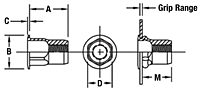 Half-Hex Shank Low-Profile Head Threaded Insert - Open End - Unified 2