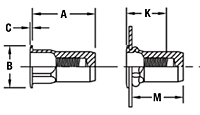 Half-Hex Shank Low-Profile Head Threaded Insert - Closed End - Unified 2