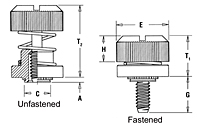 Captive panel screw-Low profile knob, spring-loaded PF30 2